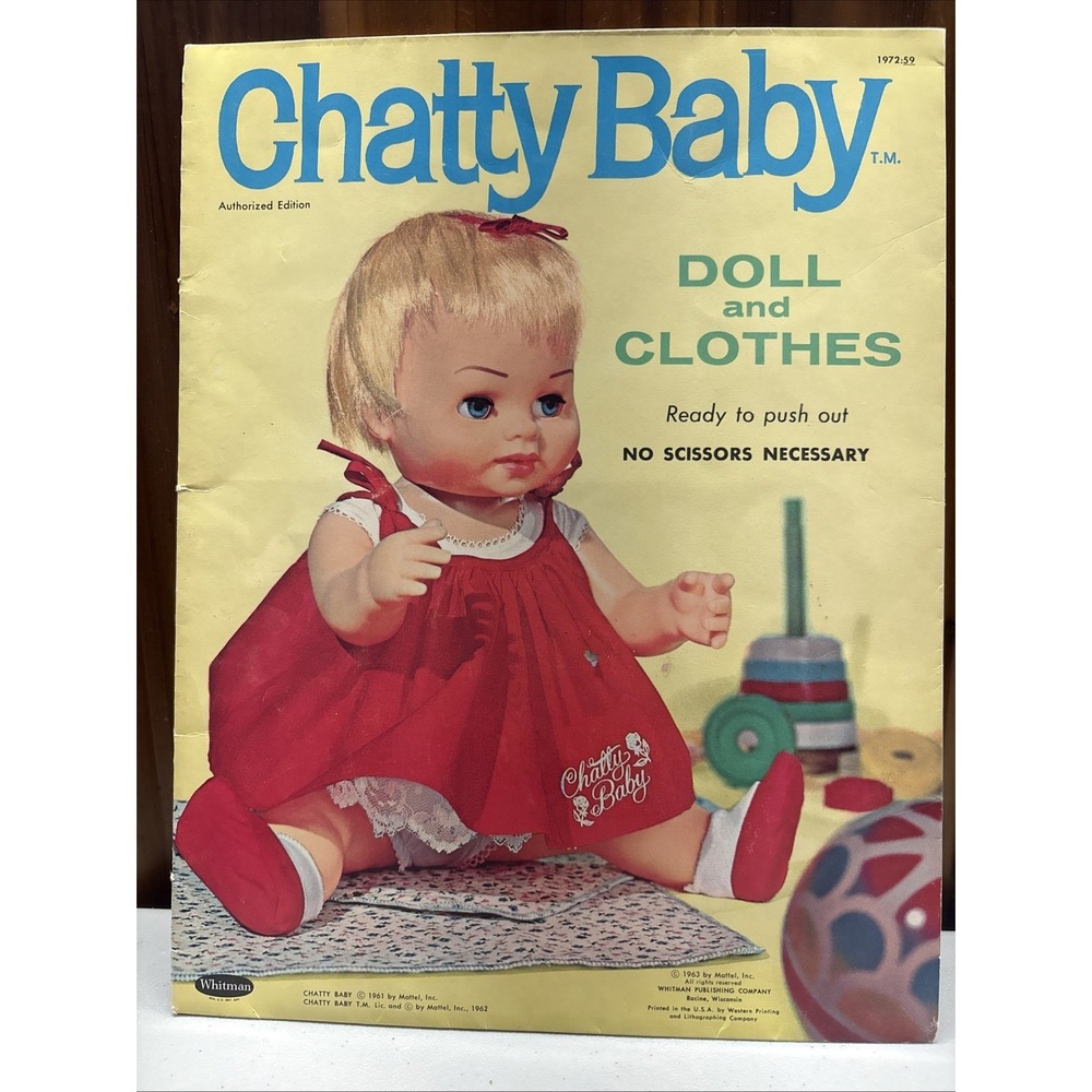 Whitman ORIGINAL Chatty Baby Paper Doll w/Clothing & Folder Whitman 1963